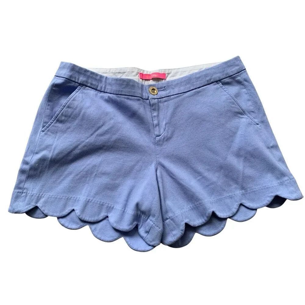 Lilly Pulitzer Buttercup Scallop light Blue textured Shorts sz 10